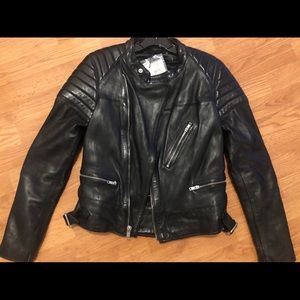 Leather Motorcycle Jacket - Blk Dnm